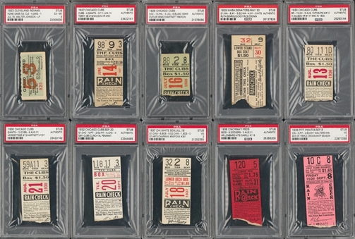 1923-39 Baseball Ticket Stub Collection - Lot of 10 (PSA)